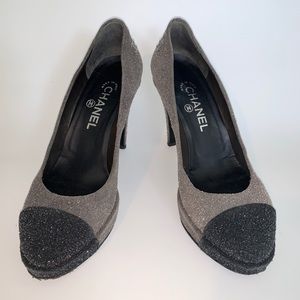 Authentic Chanel Glitter Cap Toe Pumps